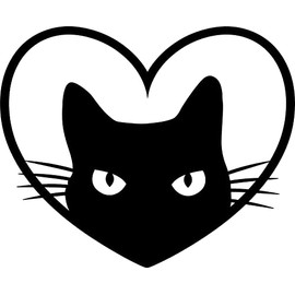 Cat Kitten Love Heart Cute Animal Vinyl Decal Sticker for Car/Window/Wall (Black Gloss)