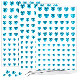 264pcs Heart Gem Stickers Rhinestones for Crafts - Self Adhesive Jewels Stickers, Acrylic Gems DIY Craft Decorative Diamond Stickers, Small Stickers for Kids (264pcs-5/7/10mm-blue)