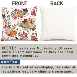 RABUSOFA Velvet Fall Decor Pillow Covers 18x18 Inch Set of 2,Pumpkin and Maple Leaves Decorative Throw Pillow Covers,Autumn Thanksgiving Harvest Cushion Case for Home Couch Sofa(16-18)