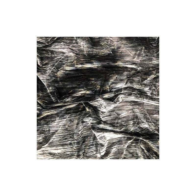 Tie-Dye Striped Crinkled Velvet by Elotex International Fabric (Black Silver)