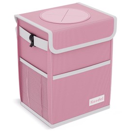 KNODEL Car Trash Can, Waterproof Car Garbage Can, Car Trash Bag with Lid, Leak-Proof Car Trash Bin, Car Trash Hanging (Pink, Medium)