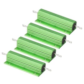 PATIKIL 100W 4 Ohm Aluminum Shell Resistor, 4 Pack Aluminum Housing Resistor Housed Case Wirewound Resistors Screw Tap Power Resistor 5% Tolerance, Green