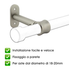 GIRASOLE HOME® Adjustable Curtain Pole Bracket, 2 Pack Heavy Duty Zinc Alloy Wall Bracket for 18-20mm Diameter Pole (Medium 115mm, Satin Nickel)