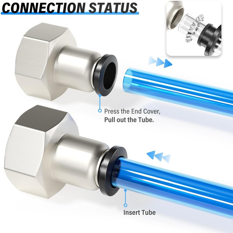 TAILONZ PNEUMATIC Female Straight 10mm Tube OD x 1/2 Inch
