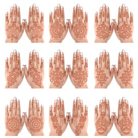 18 Sheets Henna Stencils Henna Tattoo Stencil Kit, for Hands - Indian and Arabian Temporary Tattoo Templates for Hand and Body Art