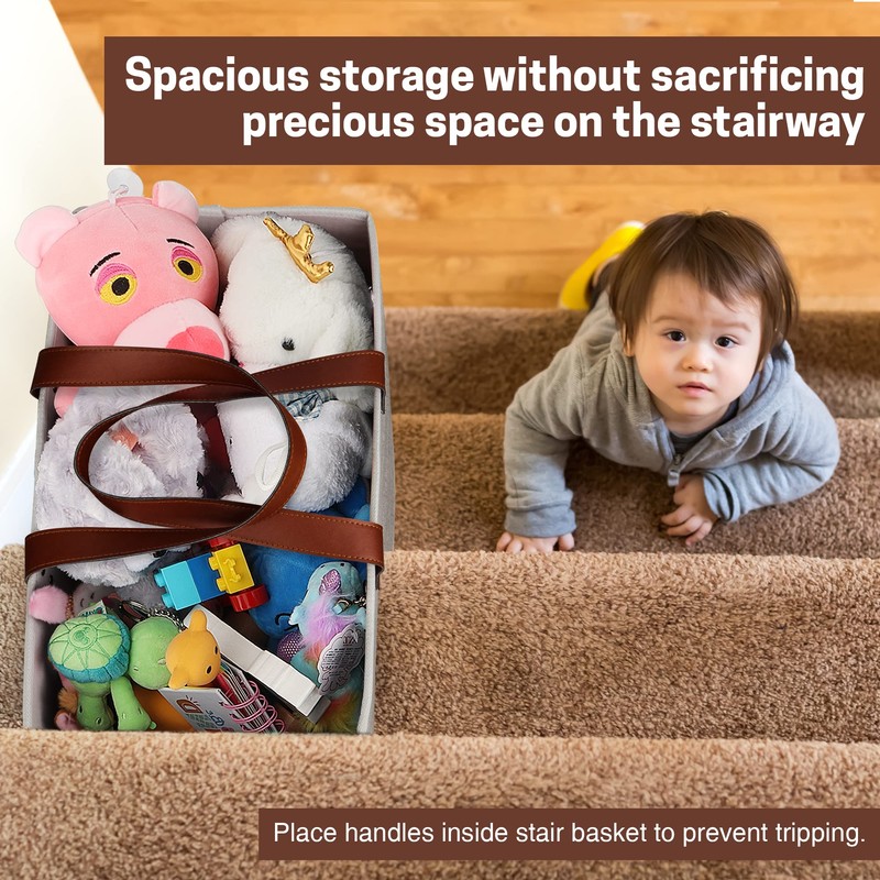 SAM AND MABEL Stair Baskets for Carpeted and Wooden Stairs