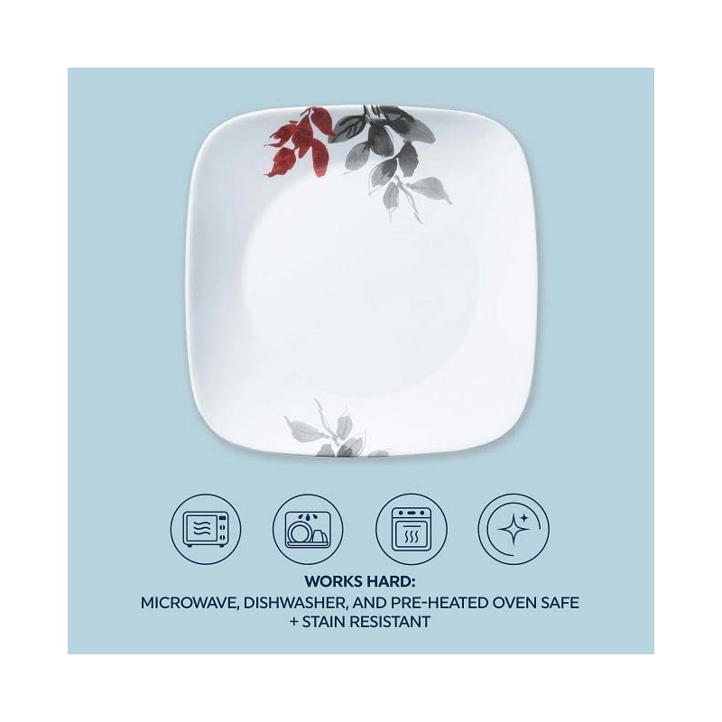 Corelle Kyoto Leaves 16pc, Service for 4, Dinnerware Set, 8
