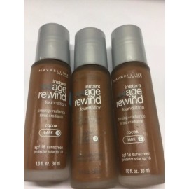 Maybelline 3 X Maybelline Instant Age Rewind Foundation  Cocoa Dark-3 Silver Color  Cap.