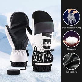 Skiing Gloves | Waterproof Snowboard Mittens Cold Weather Skiing Gloves - Comfortable Non-Slip Thermal Insulated Warm Ski