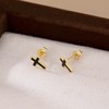 Reffeer Solid 925 Sterling Silver Cross Stud Earrings for Women