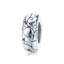 ARTCHARM Abalorios espaciadores de plata de ley 925 para pulseras europeas de bricolaje, regalos personalizados para el día de la madre/cumpleaños/Navidad, Plata, plateado