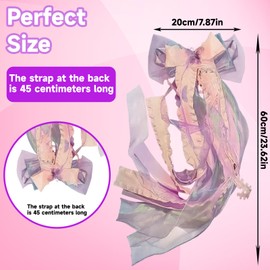 LandReCol Bow School Cone, School Cone Bow, School Cone Bow for Girls, Sugar Cone Girls, Purple Bow for School, Butterfly Design, 20 x 60 cm with 45 cm Ribbon