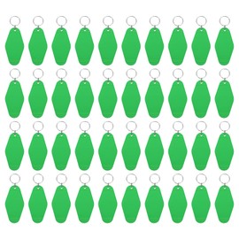 QUARKZMAN Pack of 40 Keychains, Vintage Plastic Rhombus Motel Hotel Keychains, Key Rings for DIY Crafts (Green)