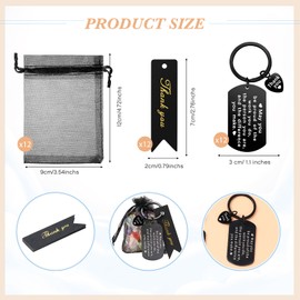 Yinkin 36 Pcs Employee Appreciation Gift for Christmas Coworker 2025 Thank You Gifts Bulk Keychain with Drawstring Bags Xmas(Black,12 Sets)