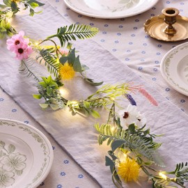 Lights4fun LED Spring Garland Illuminated Garland Spring 180 cm Spring Decoration Artificial Garland Illuminated Artificial Easter Decoration Indoor