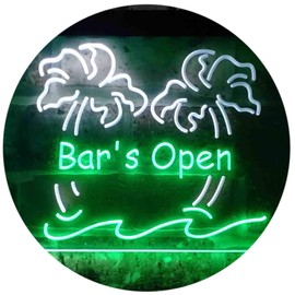 ADV PRO Bar is Open Palm Tree Illuminated Dual Colour LED Bar Light Neon Light Advertising Neon Sign st6-i0814
