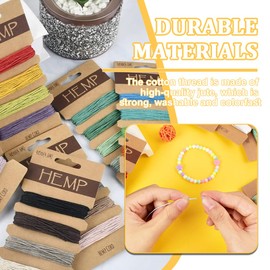 WeddHuis Makramee Garn 20 Farben 20 Yard Gewachste Baumwollschnur Für Armbänder Schmuckherstellung Handwerk Flachs Hanf Natürliche Schnur Seil (1mm) (Mehrfarbig)