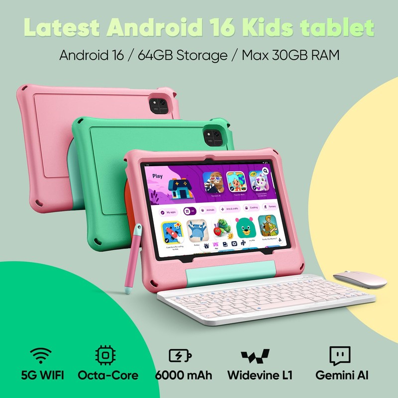 aiprotablet Kids Tablet, Android 16 Tablet for Kids 10 inch