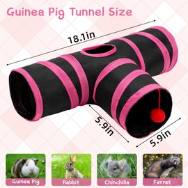 Rypet Guinea Pig Tunnel, 3 Way Collapsible Rabbit Tunnel, Small Pet Tunnels and Tubes with Interactive Ball for Rabbit Ferret Hamster Chinchilla Hedgehog Hiding and Resting