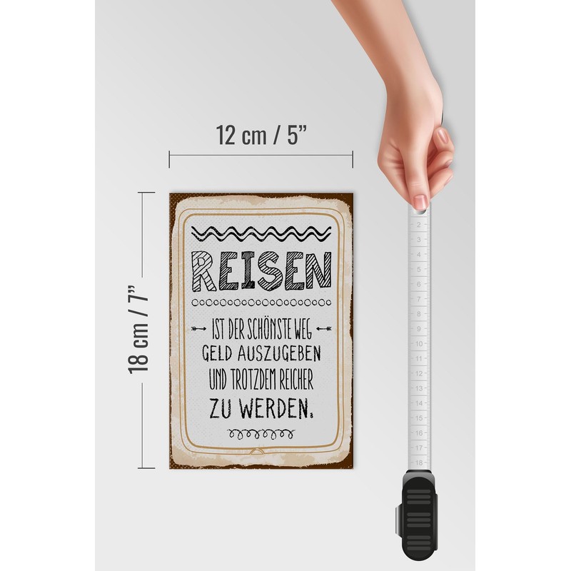 Femer Holzschild Spruch 12x18 cm Reisen ist der Schönste Weg