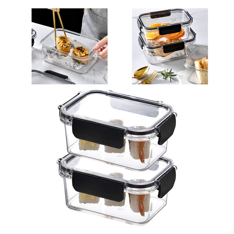 2PCS Food Storage Container Food Grade Clear Refrigerator Organizer Box