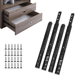Vivikivi 2 Pairs (4 Pieces) Drawer Runners 27 mm Partial Extension Ball Drawer Slides Load Capacity 20 kg Side Mounting Drawer Slides for Home Kitchen Cabinet Office Drawers Black 350 mm