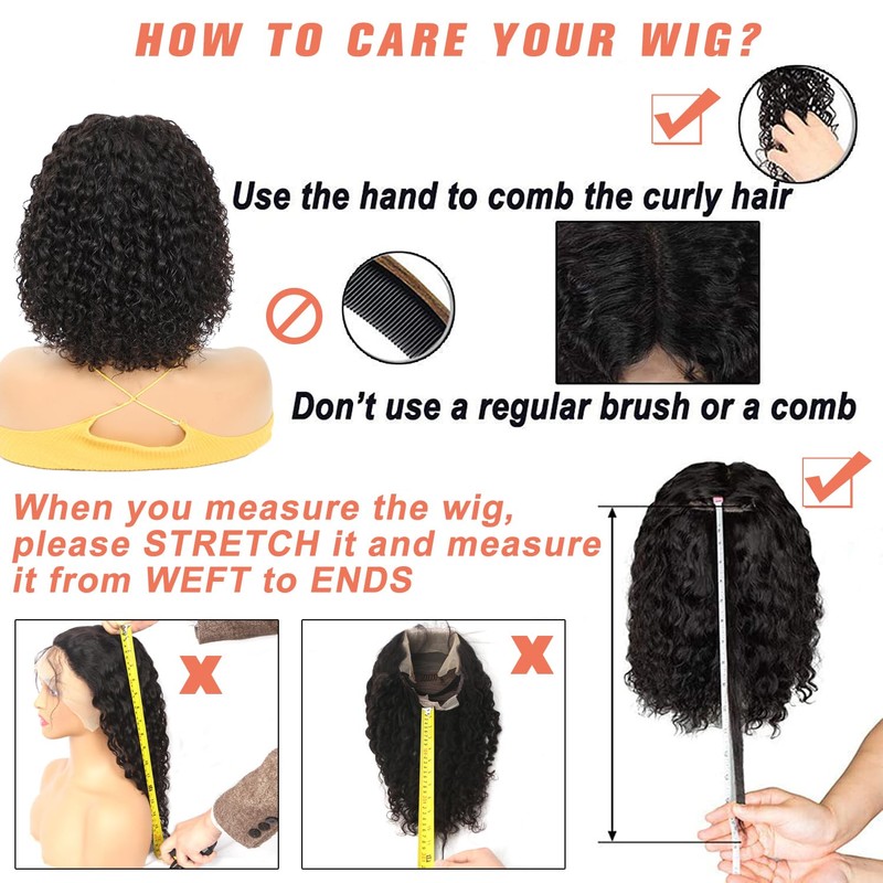 Besurina Besurina Curly Bob Wig Human Hair 14 Inch Glueless