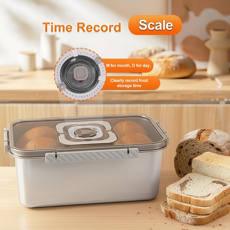 ANYPROLUS Bread Box Stainless Steel Bread Storage for Homemade Bread,