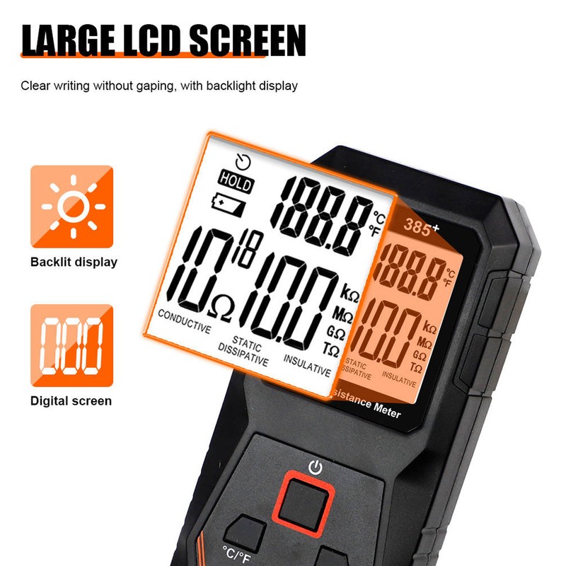 Resistance Tester LCD Display Auto Recognition Quick Response Resistance Meter