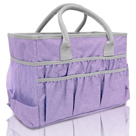 Cupohus Water-Resistant Art Organizer Tote Bag - Craft Storage Bag with Multiple Pockets and Handles for Artists, Kids, Students, and More – Lilac