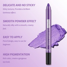 Eyeshadow Pen, Crayon Waterproof Eyeshadow Stick, Shimmer Cream Eye Shadow Pencil, Lasting Waterproof And Not Blooming Pearlescent Eyeliner Pencil Create Glitter Eye Makeup (Pearly Purple)