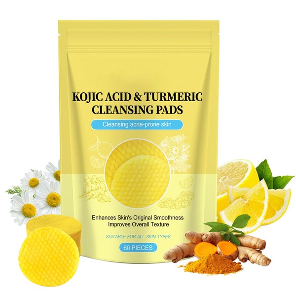 60pcs Turmeric Kojic Acid Cleansing Pads, Kojic Acid and Turmeric