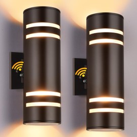 Housen Solutions Dusk to Dawn Outdoor Light Fixture 2 Pack, Aluminum IP65 Waterproof Porch Up Down Lighting, Oil Rubbed Bronze Exterior Wall Sconce for Garage Patio