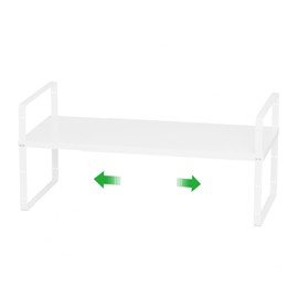 WEJIPP Cabinet Organizer Shelf Expandable Cabinet Space Rack Stackable Shelves Adjustable Storage Shelf Riser for Kitchen Pantry Office,10.24" D,White