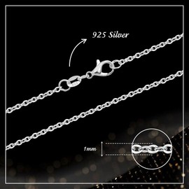 Casxyue S925 Silver Chain Necklace for Women Girls without Pendant Chain Box/O Chain/Cuban Chain/Snake Chain/Flat Chain 40 45 50 55 60 65 70 75 cm, 45 inches, Copper, No Gemstone