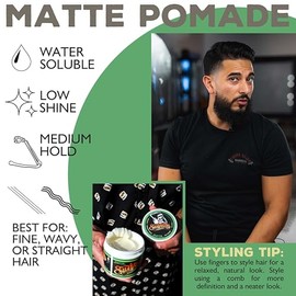 Suavecito Pomade Mate Cera Para Cabello de Fijacion Media Acabado Mate Para Look Mas Natural 113g