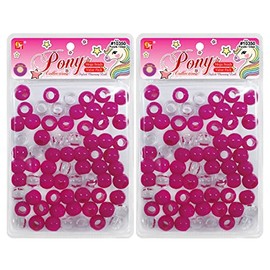 140 Pcs Beads Jewelry Making Kit DIY Hair Braiding Bracelet Ornaments Crafts Mega 16mm Round Pony +2 Beaders Included (Purple/Clear)