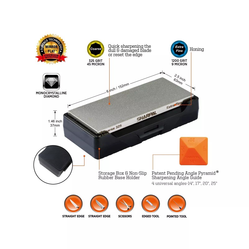 SHARPAL 156N Double-sided Diamond Sharpening Stone Whetstone Knife Sharpener ...