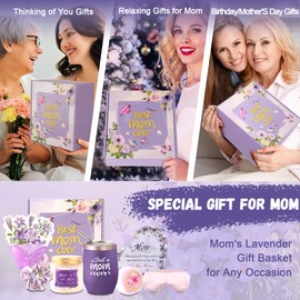 Neekiko Gifts for Mom, 9PCS Birthday Mothers Day Gifts for Mom from Daughter Son Husband, Unique Lavender Relaxing Spa Gift Basket Set, Best Mom Ever Tumbler Gift Set, Mama Mother in Law Gift