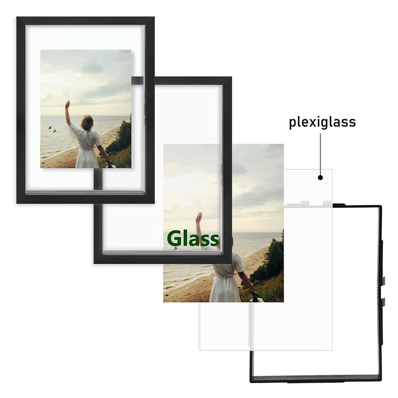 Frametory, 5x7 Floating Picture Frame - Metal Photo Frame -