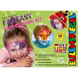 Eulenspiegel Fantasy Face 208137 Make-Up Palette, 8 Professional Aqua Colours, 1 Sponge, 1 Brush, 1 Make-up Guide