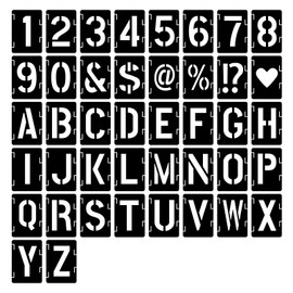 VOSSOT 42-Piece Letter Stencils Set, 5 Inch Reusable Letters, Numbers, Sign Stencils, Alphabet Stencils, Vintage Letters Made of Plastic Alphabet Stencils