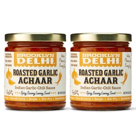 Brooklyn Delhi Roasted Garlic Achaar - 9 Ounces - Spicy, Lemony, Savory, Sweet Flavor - Made with a mix of Indian Spices, Red Chili Powder, and Unrefined Cane Sugar - Vegan - No Artificial Additives