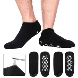 Codream Calcetines de gel hidratantes grandes para hombre, cuidado de los pies, tratamiento definitivo para piel seca agrietada y áspera en pies, paquete de 2 pares, color negro
