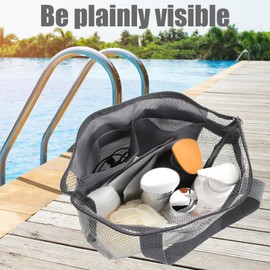 RANYAKE 2 Pieces Quick Dry Shower Tote Bag,Mesh Shower Caddy Bag,Mesh Shower Caddy,Lightweight Bathroom Organiser,Suitable for college dorm rooms, bathrooms, gyms, travelling, swimming (Grey/Black)