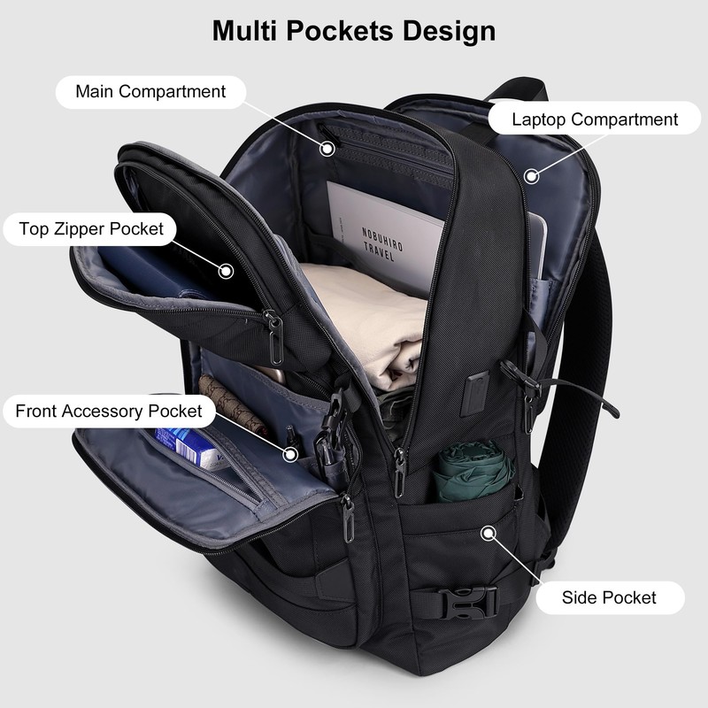 PIJUSHI Travel Backpack for Women Men Flight Aprroved Carry on