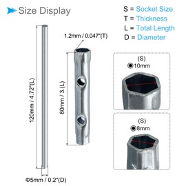 CoCud Double Ended Motorcycle Ignition Spark Plug Spanner, 8-10mm, Deep Reach Wrench Socket with Bar - (Applications: for Automobile), 2pieces