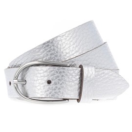 Vanzetti Leather Belt, Metallic silver