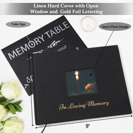 XKDOUS Linen Funeral Guest Book for Memorial Service Hardcover in Loving Memory Guestbook Celebration of Life Keepsake Guest Sign in Book with Table Sign for Funeral Service