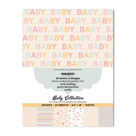 Generic Baby Scrapbook Paper Gender Neutral | 250 gsm/93lb Cardstock 24 Sheets | Premium Craft Paper for Invitations, Scrapbooking, Cricut and Decorations, Regular